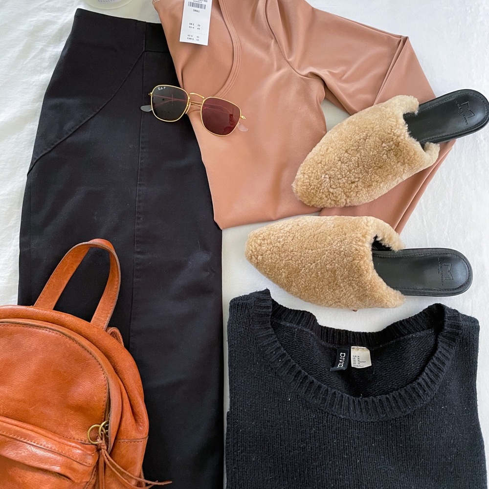 Italian Wool-Blend Pencil Skirt with Side Slit